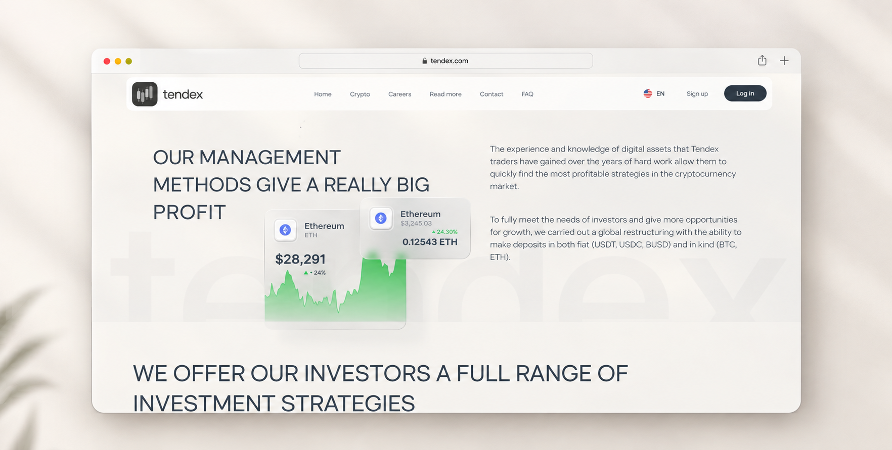 Tendex — Investment Platform for the Digital Assets Market Preview 2